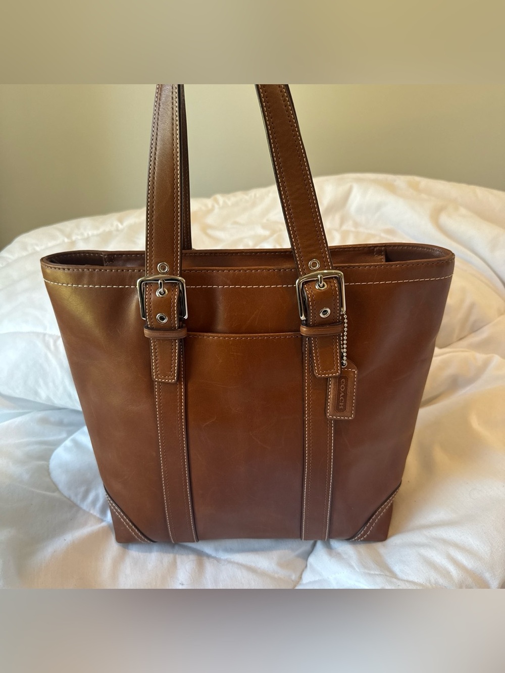 Coach Brown Leather Tote Bag - Classic Hamptons purse